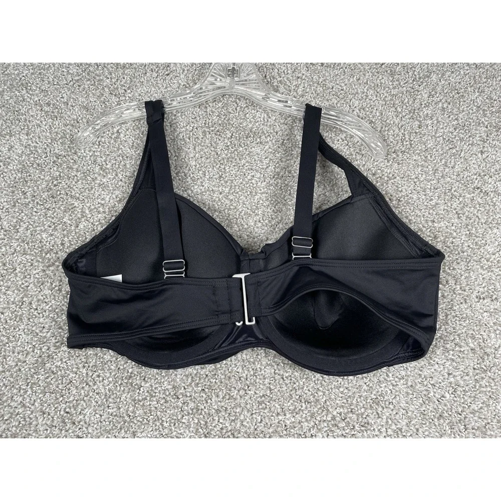 Lands' End Womens Sweetheart Twist-Front Underwire Black Bikini Top Size 18W